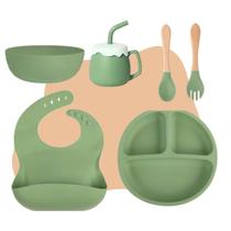 Kit 6 conjuntos de alimentacao de bebe de silicone