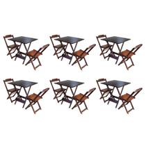 Kit 6 Conjuntos de Mesa Dobravel com 2 Cadeiras de Madeira 70x70 Ideal para Bar e Restaurante - Imbu Kit 6 Conjuntos de Mesa Dobravel com 2 Cadeiras de Madeira 70x70 Ideal para Bar e Restaurante - Imbu