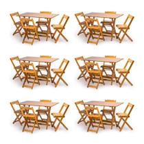 Kit 6 Conjuntos Dobráveis 120x70 com 4 Cadeiras Mel - Móveis Britz Kit 6 Conjuntos Dobráveis 120x70 com 4 Cadeiras Mel - Móveis Britz