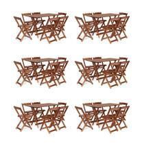 Kit 6 Conjuntos Dobráveis 120x70 com 6 Cadeiras Imbuia - Móveis Britz