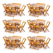Kit 6 Conjuntos Dobráveis 120x70 com 6 Cadeiras Mel - Móveis Britz Kit 6 Conjuntos Dobráveis 120x70 com 6 Cadeiras Mel - Móveis Britz