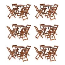 Kit 6 Conjuntos Dobráveis 70x70 com 4 Cadeiras Dobráveis Imbuia - Móveis Britz