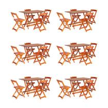 Kit 6 Conjuntos Dobrável 120 x 70 com 4 Cadeiras Mel - Móveis Britz