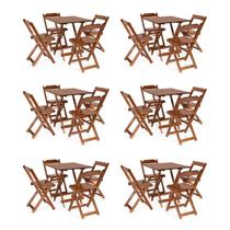 Kit 6 Conjuntos Dobrável 70 x 70 com 4 Cadeiras Dobráveis Imbuia - Móveis Britz