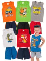 Kit 6 Conjuntos Infantil Menino Verão Camiseta Regata em Meia Malha e Bermuda em Moletinho com Elástico Kit 6 Conjuntos Infantil Menino Verão Camiseta Regata em Meia Malha e Bermuda em Moletinho com Elástico