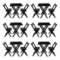 Kit 6 Conjuntos Mesa Dobrável Para Bar E Restaurante 60x60cm Com 2 Cadeiras Em Madeira Maciça - Pret Kit 6 Conjuntos Mesa Dobrável Para Bar E Restaurante 60x60cm Com 2 Cadeiras Em Madeira Maciça - Pret