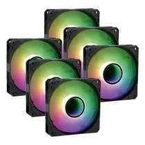 Kit 6 Cooler Fan ARGB Ventoinha para Gabinete Espelho Infinito PC Gamer Desktop 5V Revenger G-VR340