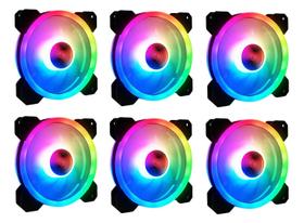 Kit 6 Cooler Fan Rgb 120mm 12cm Dupla Face Para Gabinete