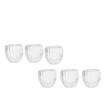 Kit 6 copinhos jogo de copo de parede dupla de vidro para café 80ml resistente temperaturas Cozinha Kit 6 copinhos jogo de copo de parede dupla de vidro para café 80ml resistente temperaturas Cozinha