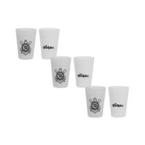 Kit 6 Copo Americano De Vidro Time Corinthians Branco 190ml