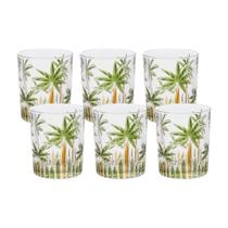 Kit 6 Copo Baixo Palm Tree Handpaint 340ml Cristal Ecológico - Wolff