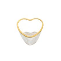 Kit 6 Copo De Shot Coração Vidro Com Borda Dourada 50ml Lyor