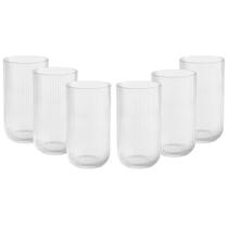 Kit 6 Copo De Vidro Desenho Canelado 450ML Drink Suco Agua Kit 6 Copo De Vidro Desenho Canelado 450ML Drink Suco Agua