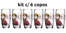 Kit 6 Copo De Vidro Frozen Disney Long Drink 430ml Nadir