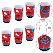 Kit 6 Copo Plástico 550ml Label Menino Vermelho e Azul 9x9x13cm