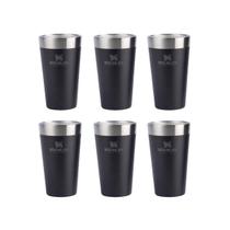 Kit 6 Copo Térmico Cerveja Stanley Inox s/ Tampa 473ml Preto