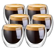 Kit 6 Copos 80ml De Vidro Borossilicato Parede Dupla - Mori