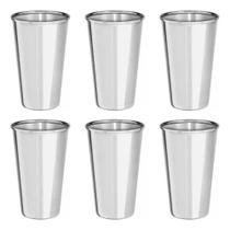 Kit 6 Copos Aço Inox Agua Suco Resistente 200Ml Inquebrável