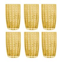 Kit 6 Copos Alto de Vidro para Água Sucos e Refrigerante Orquídea Âmbar 500ml Wolff