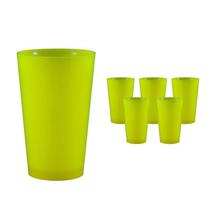 Kit 6 Copos Cancun Amarelo Neon 320Ml Plástico Premium