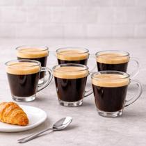 Kit 6 Copos Caneca de Vidro para Dose Chá Café Expresso Transparente 70ml Elegante