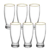 Kit 6 Copos Cerveja 320Ml Vidro Com Borda Dourada Dynasty Kit 6 Copos Cerveja 320Ml Vidro Com Borda Dourada Dynasty