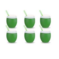 Kit 6 Copos Cocos Verdes Caçulinha 300ml Injetemp
