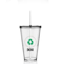 Kit 6 Copos Com Tampa E Canudo Eco Re Use