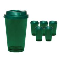 Kit 6 Copos Cristal Mug Verde 320Ml Plástico