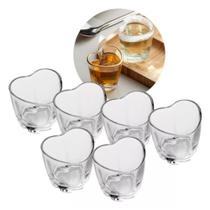 Kit 6 Copos De Shot Dose Vidro Degustação Coração 50ml Lyor