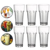 Kit 6 Copos de Vidro 340ml Resistente Transparente Restaurante Cozinha Vitaminas - FLASHGOODS