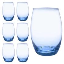 Kit 6 Copos de Vidro 450ml California Redondo Azul