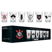 Kit 6 Copos de Vidro Americano 190ml Time Corinthians Cerveja Refrigerante Nadir