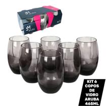 Kit 6 copos de vidro Aruba Fume 465ML