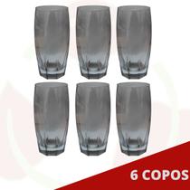 Kit 6 Copos de Vidro Cinza Florida Mesa Chique Jantar 370ml