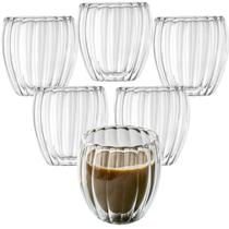 Kit 6 Copos de Vidro Duplo - 80ml Copo Parede Dupla Para Drinks, Bebidas, Cafés, Chás, Sucos, Refrigerantes, Água