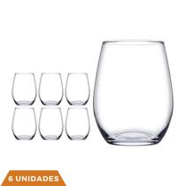 Kit 6 Copos De Vidro Transparente Redondo Amber 440ml