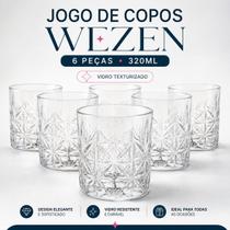 Kit 6 Copos de Vidro WEZEN 320ml para Água Suco Bebidas
