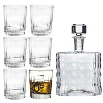 Kit 6 Copos De Whisky e Whiskeira Licoreira de Vidro Licor Drinks Dose Shot Cachaça Presente Cozinha Bar Bebidas Decoração - Mabel