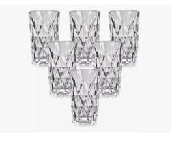 Kit 6 Copos Diamond Transparente 350ml - 123util Vidro Grosso