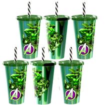 Kit 6 Copos do Hulk de Orelha Festa Infantil Decoração Lembrancinha Aniversário