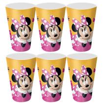 Kit 6 Copos Festa Infantil Melamina Rosa Minnie Disney 300ml - Tuut