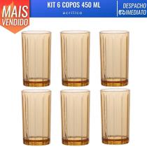 Kit 6 Copos Liv Acrílico Agua Drinks Sucos Amber 450ml