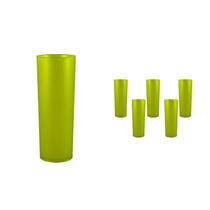 Kit 6 Copos Long Drink Amarelo Neon 330Ml Plástico Premium