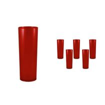 Kit 6 Copos Long Drink Vermelho 330Ml Plástico Premium Kit 6 Copos Long Drink Vermelho 330Ml Plástico Premium