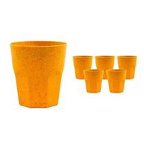 Kit 6 Copos Mini Roma Fibra Madeira Amarelo 300Ml