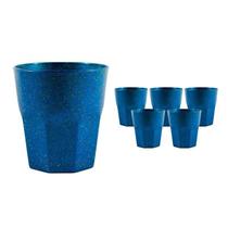 Kit 6 Copos Mini Roma Fibra Madeira Azul 300Ml Kit 6 Copos Mini Roma Fibra Madeira Azul 300Ml