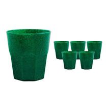Kit 6 Copos Mini Roma Fibra Madeira Verde 300Ml