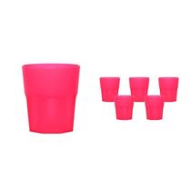 Kit 6 Copos Mini Roma Rosa Neon 300Ml Plástico Premium