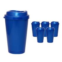 Kit 6 Copos Mug Azul 320Ml Plástico Premium